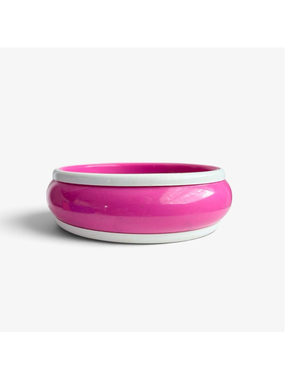 Vintage 1980s Pink White Lucite Bangle Bracelet, Hong Kong, Original Label